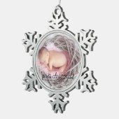 Baby's eerste kerstfoto tin sneeuwvlok ornament (Rechts)