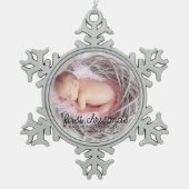 Baby's eerste kerstfoto tin sneeuwvlok ornament (Voorkant)