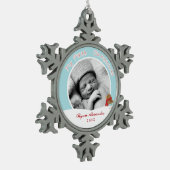 Baby's eerste kerstfoto tin sneeuwvlok ornament (Links)