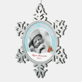Baby's eerste kerstfoto tin sneeuwvlok ornament (Rechts)