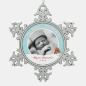 Baby's eerste kerstfoto tin sneeuwvlok ornament (Voorkant)
