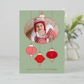 Baby's eerste kerstfoto vakantie Kaart (Staand Voorkant)