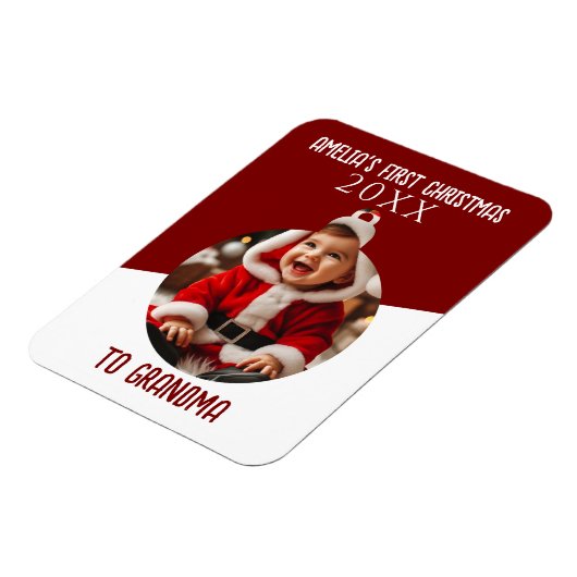 Baby's eerste kerstfoto-versiering Keepomwille Magneet (Linkerzijde)