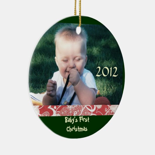 Baby's eerste kerstfoto-versiering keramisch ornament (Rechts)
