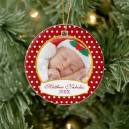 Baby's eerste kerstfoto-versiering keramisch ornament