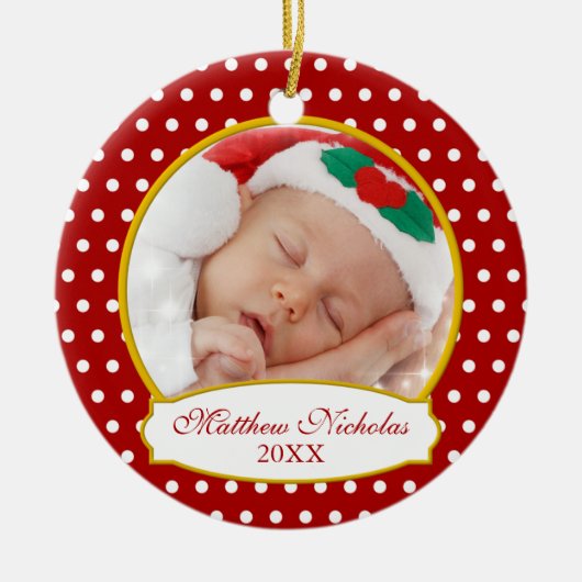 Baby's eerste kerstfoto-versiering keramisch ornament (Voorkant)