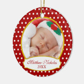 Baby's eerste kerstfoto-versiering keramisch ornament (Links)