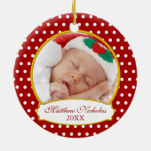Baby's eerste kerstfoto-versiering keramisch ornament (Achterkant)