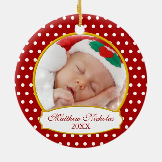 Baby's eerste kerstfoto-versiering keramisch ornament (Achterkant)