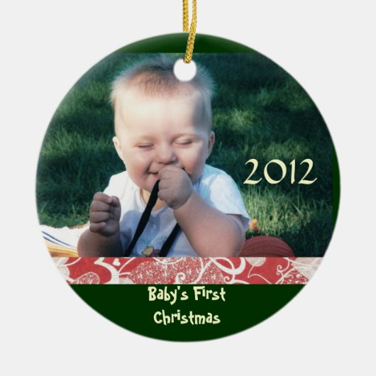 Baby's eerste kerstfoto-versiering keramisch ornament (Voorkant)