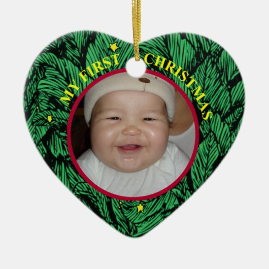 Baby's eerste kerstfoto-versiering keramisch ornament (Voorkant)
