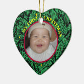 Baby's eerste kerstfoto-versiering keramisch ornament (Links)