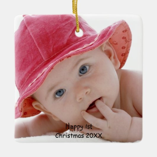 Baby's eerste kerstfoto-versiering keramisch ornament (Voorkant)
