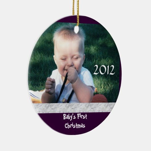 Baby's eerste kerstfoto-versiering keramisch ornament (Rechts)