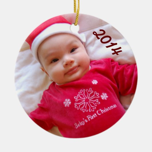 Baby's eerste kerstfoto-versiering keramisch ornament (Voorkant)
