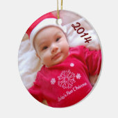 Baby's eerste kerstfoto-versiering keramisch ornament (Links)