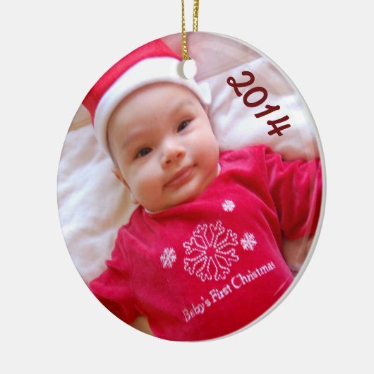 Baby's eerste kerstfoto-versiering keramisch ornament (Links)