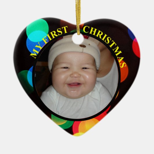 Baby's eerste kerstfoto-versiering keramisch ornament (Voorkant)