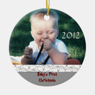 Baby's eerste kerstfoto-versiering keramisch ornament