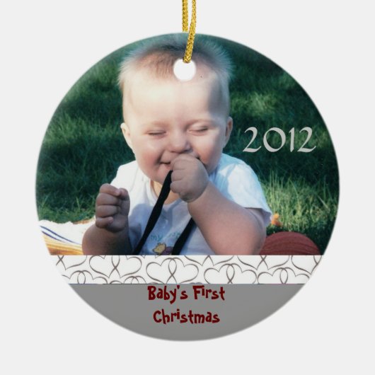Baby's eerste kerstfoto-versiering keramisch ornament (Voorkant)