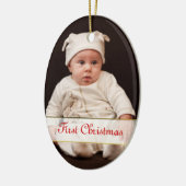 Baby's eerste kerstfoto-versiering keramisch ornament (Links)