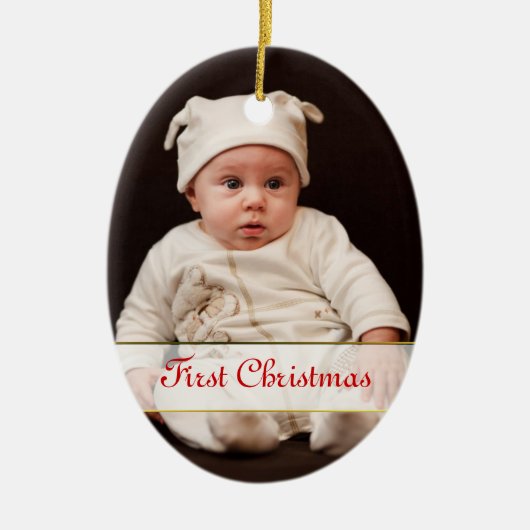 Baby's eerste kerstfoto-versiering keramisch ornament (Voorkant)