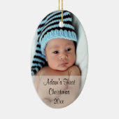 Baby's eerste kerstfoto-versiering keramisch ornament (Rechts)