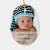 Baby's eerste kerstfoto-versiering keramisch ornament (Achterkant)