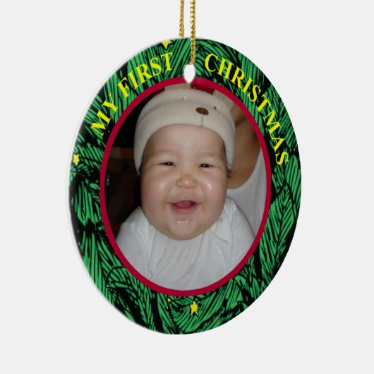 Baby's eerste kerstfoto-versiering keramisch ornament (Rechts)