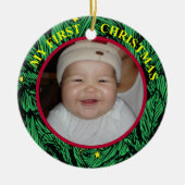 Baby's eerste kerstfoto-versiering keramisch ornament (Voorkant)