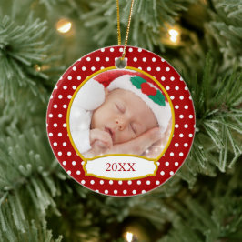 Baby's eerste kerstfoto-versiering keramisch ornament