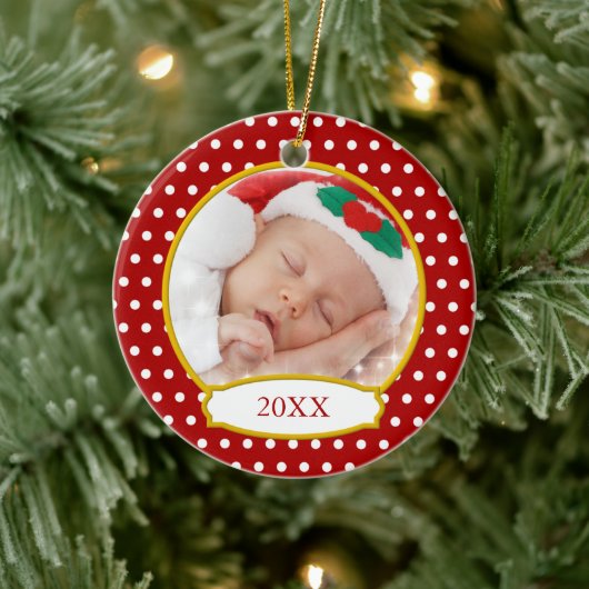 Baby's eerste kerstfoto-versiering keramisch ornament (Boom)