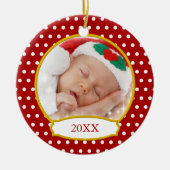 Baby's eerste kerstfoto-versiering keramisch ornament (Voorkant)