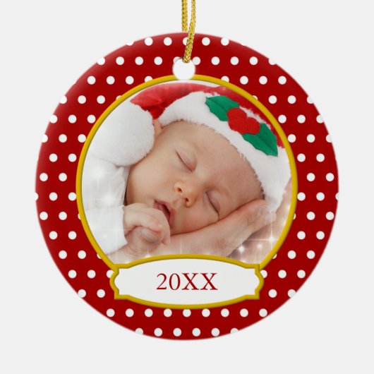 Baby's eerste kerstfoto-versiering keramisch ornament (Voorkant)
