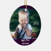 Baby's eerste kerstfoto-versiering keramisch ornament (Rechts)