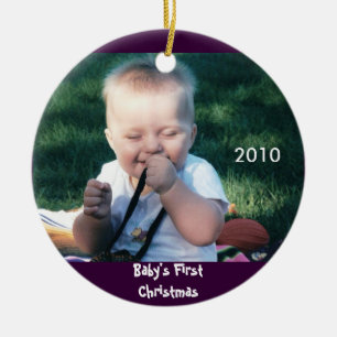 Baby's eerste kerstfoto-versiering keramisch ornament