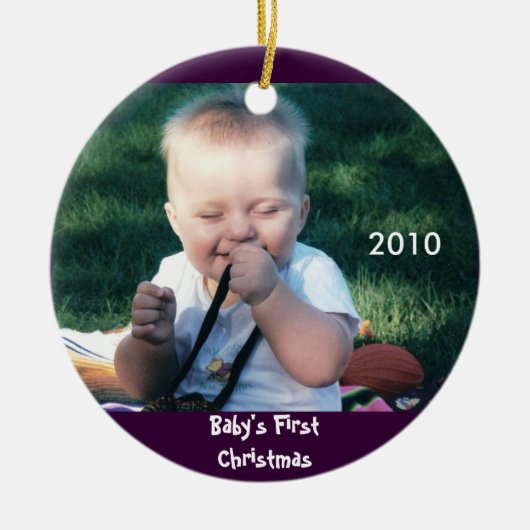Baby's eerste kerstfoto-versiering keramisch ornament (Voorkant)