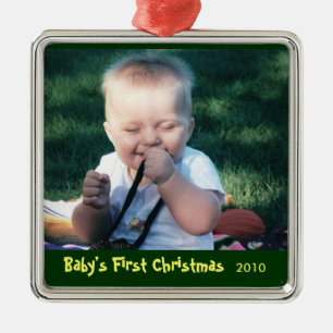 Baby's eerste kerstfoto-versiering metalen ornament