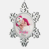 Baby's eerste kerstfoto-versiering tin sneeuwvlok ornament (Rechts)