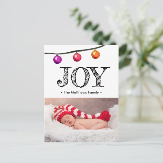 Baby's eerste kerstfoto Waterverf Feestdagenkaart (Staand voorkant)