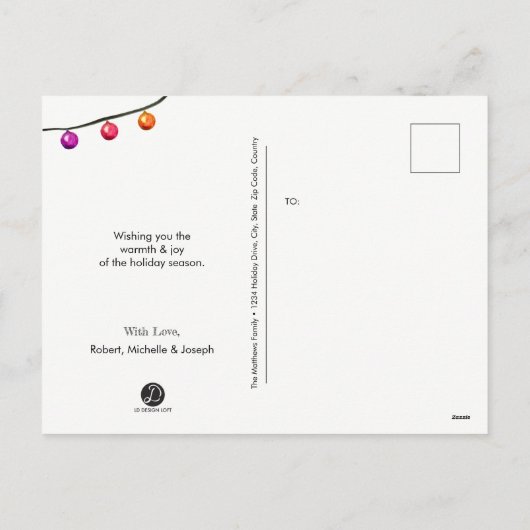 Baby's eerste kerstfoto Waterverf Feestdagenkaart (Achterkant)