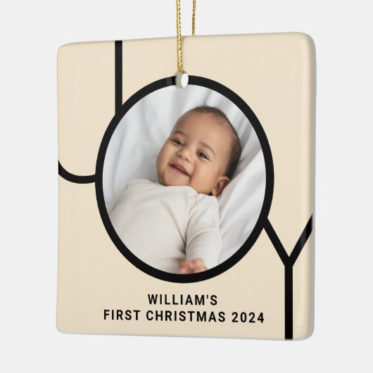 Baby's eerste kerstfotocrème keramisch ornament (Links)