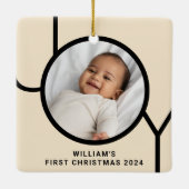 Baby's eerste kerstfotocrème keramisch ornament (Achterkant)