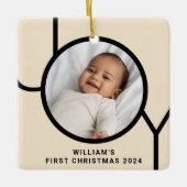 Baby's eerste kerstfotocrème keramisch ornament (Voorkant)