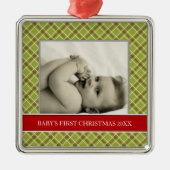 Baby's Eerste kerstfotofeestdagen Metalen Ornament (Voorkant)