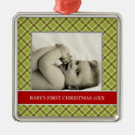 Baby's Eerste kerstfotofeestdagen Metalen Ornament