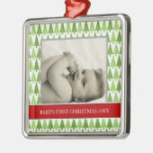 Baby's Eerste kerstfotofeestdagen Metalen Ornament (Links)