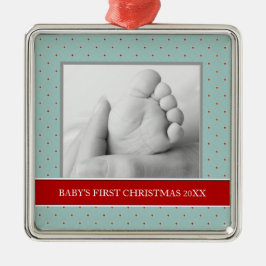 Baby's Eerste kerstfotofeestdagen Metalen Ornament