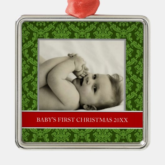 Baby's Eerste kerstfotofeestdagen Metalen Ornament (Voorkant)
