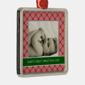 Baby's Eerste kerstfotofeestdagen Metalen Ornament (Rechts)
